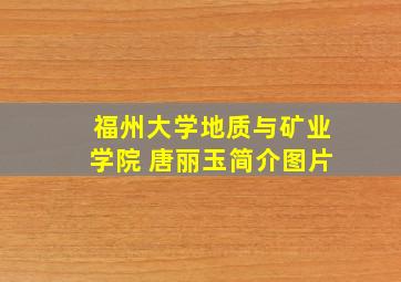 福州大学地质与矿业学院 唐丽玉简介图片